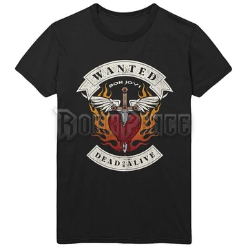 Bon Jovi - Wanted Flames - Unisex Póló - BONJTS04MB