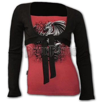 DRAGON ROSE - 2in1 Bolero Top Black Red - T055F425