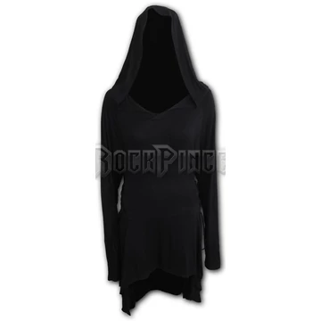 GOTHIC ELEGANCE - Black Widow Gothic Hooded Dress - P001F277