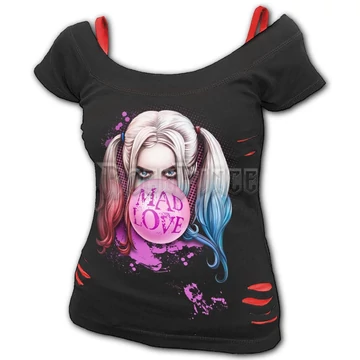 HARLEY QUINN - MAD LOVE - 2in1 Red Ripped Top Black (Plain) - G412F711