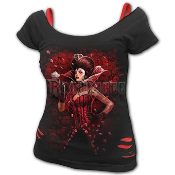 QUEEN OF HEARTS - 2in1 Red Ripped Top Black (Plain) - K091F711