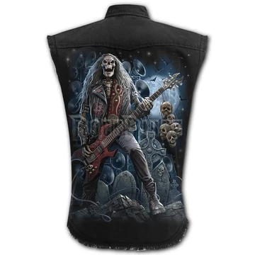 GRIM ROCKER - Sleeveless Stone Washed Worker Black (Plain) - T201M602