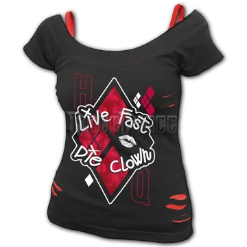 HARLEY QUINN - DIE CLOWN - 2in1 Red Ripped Top Black - G419F711