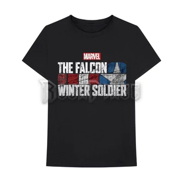 Marvel Comics - Falcon &amp; Winter Soldier Text Logo - Unisex Póló - FWSTS01MB
