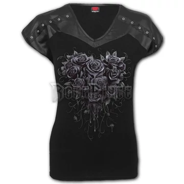 BLEEDING HEART - Leather Look Studed Top Black - K078F731