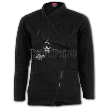 PURE OF HEART - Slant Zip Women Biker Jacket Black - F029G404