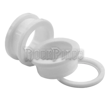 Fehér akril fültágító - 10/12/14/16/18/20 mm