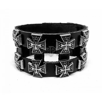 Vaskeresztes bőrkarkötő - 68#BR