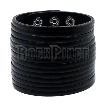 Csíkozott bőrkarkötő (12 szálú) - FEKETE - 82#BR