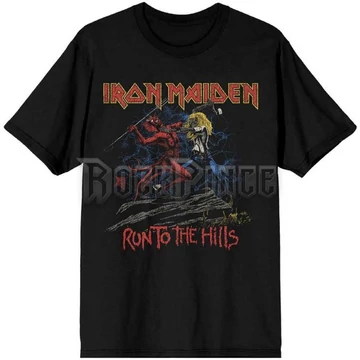 IRON MAIDEN - Number of the Beast Run To The Hills Distress - unisex póló - IMTEE145MB