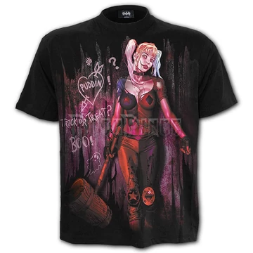 HARLEY QUINN - TRICK OR TREAT - Front Print T-Shirt Black - G437M121