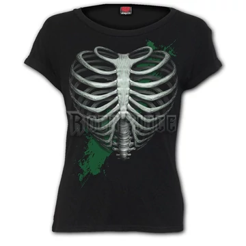 HEART RIBS - GLOW IN THE DARK - Boatneck Cap Sleeve Top Black - T211F744
