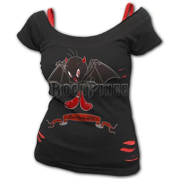 TWEETY - BORN TO BE WILD - 2in1 Red Ripped Top Black - G505F711