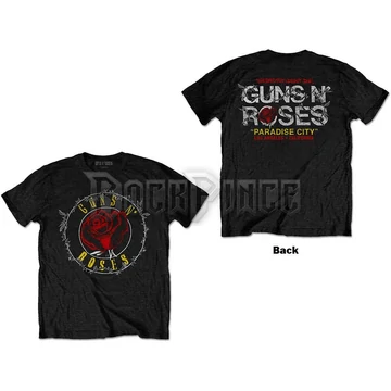 GUNS N&#039; ROSES - ROSE CIRCLE PARADISE CITY - unisex póló - GNRTS122MB