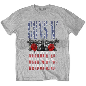 Guns N' Roses - US Flag in Logo - Unisex Póló - GNRTS131MG
