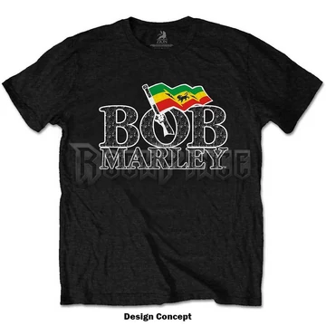 Bob Marley - Flag Logo - Unisex Póló - BMATS47MB
