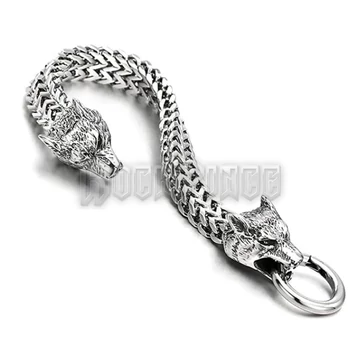 Viking Wolf Charm Bracelet - ACÉL KARKÖTŐ - 18 mm széles