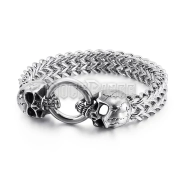 Viking Skull Charm Bracelet - ACÉL KARKÖTŐ - 12 mm széles