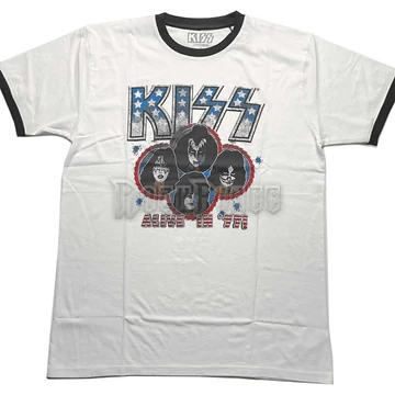 KISS - Alive in '77 - Unisex Szegélyes Póló - KISSTS38MW