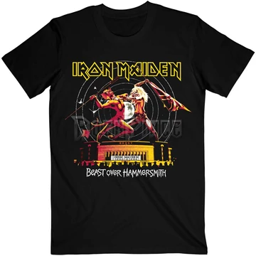 Iron Maiden - Beast Over Hammersmith Eddie &amp; Devil Tonal - Unisex Póló - IMTEE155MB