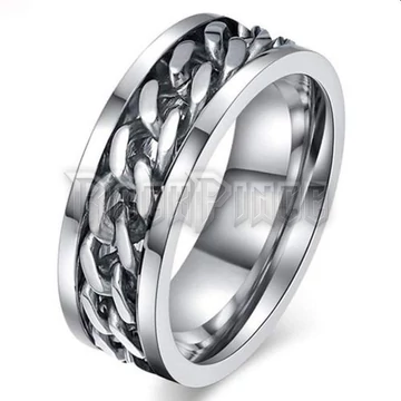 Embedded Chain Link Ring - SILVER - acél gyűrű