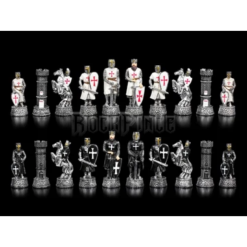Chessmen Set - Crusader Black vs. White - SAKKBÁBU KÉSZLET TÁBLA NÉLKÜL - 817-1701