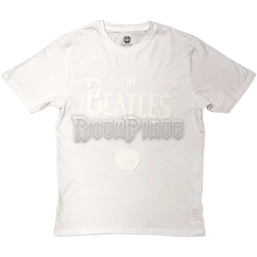 The Beatles - Drop T Logo &amp; Apple White-on-White - Unisex Póló - BEATTEE519MW
