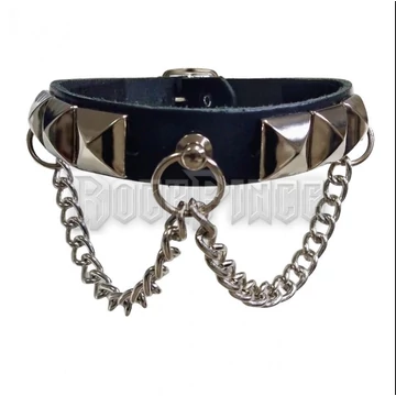 BŐR NYAKÖRV - Collar Choker piramis szegecsek és láncok  - LDGN360