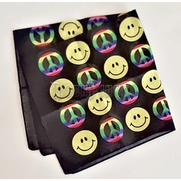 Peace Sign &amp; Smiley Face bandana - kendő/bandana