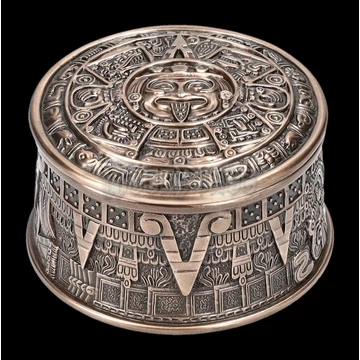 Aztec Solar Calendar box with lid,bronzed - ÉKSZERES DOBOZ - 708-7886