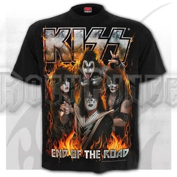 KISS - TOUR FLAMES - Front Print T-Shirt Black - G605M121