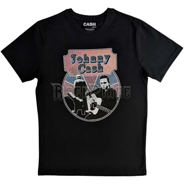 Johnny Cash - Walking Guitar &amp; Front On - Unisex Póló - JCTS21MB