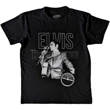 Sun Records - Elvis Live Portrait - Unisex Póló - SUNTS01MB