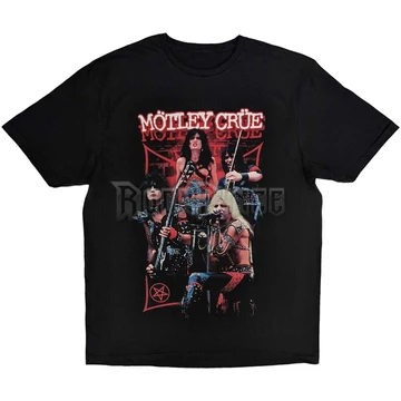 Motley Crue - Live Montage Red - Unisex Póló - MOTTEE49MB