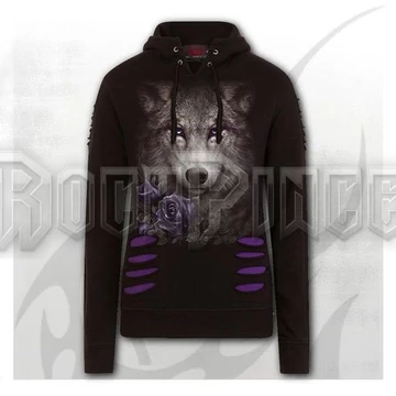 WOLF ROSES - Large Hood Ripped Hoody Purple-Black - T150F274