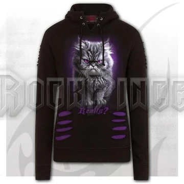 ANGER MANAGEMENT - Large Hood Ripped Hoody Purple-Black - D114F274