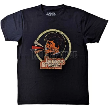 James Brown - Circle &amp; Logo - Unisex Póló - JABRTS08MB