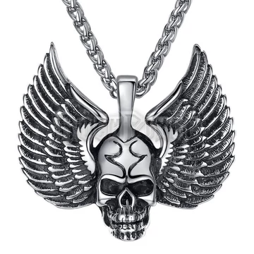 Szárnykoponya Gótikus Motoros Medál - Nyaklánc