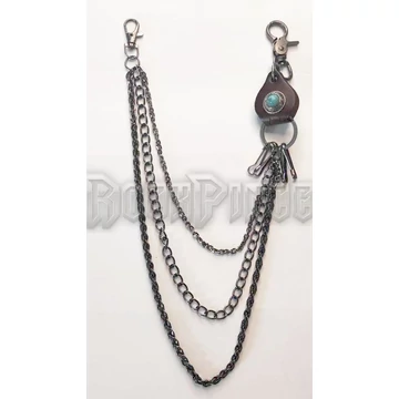 Gun Metal Sde Chain 3 ROW  WALLET CHAIN - PÉNZTÁRCALÁNC