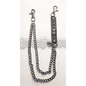 WOLF HEAD GUN METAL TWO ROW SIDE CHAIN - PÉNZTÁRCALÁNC