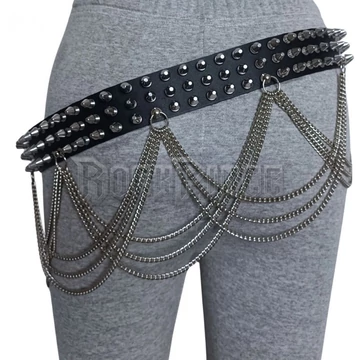 Killer Stud Leather Belt 3 Row with Chainfringe - BŐR ÖV - LDG260