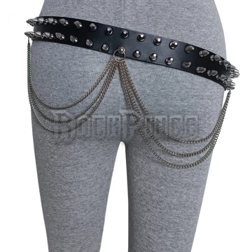 Killer Stud Leather Belt Double Row with Chains - BŐR ÖV - LDG258