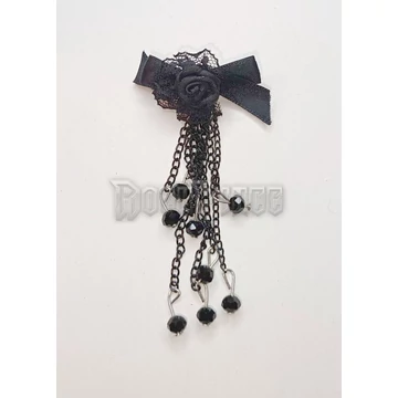 Gothic Badge With Rose Pearls - BLACK