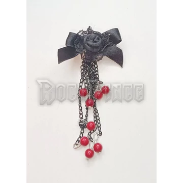 Gothic Badge With Rose Pearls - RED