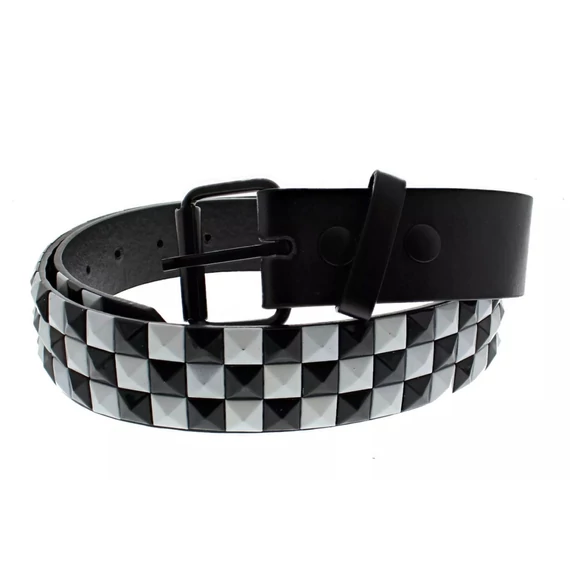 3 soros piramis szegecselt öv fekete-fehér kockás - egy méret - 3ROWBLW