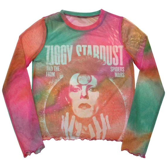David Bowie - Ziggy v2 - Női Hosszú Ujjú Crop Top Póló - BOWMCT57LO