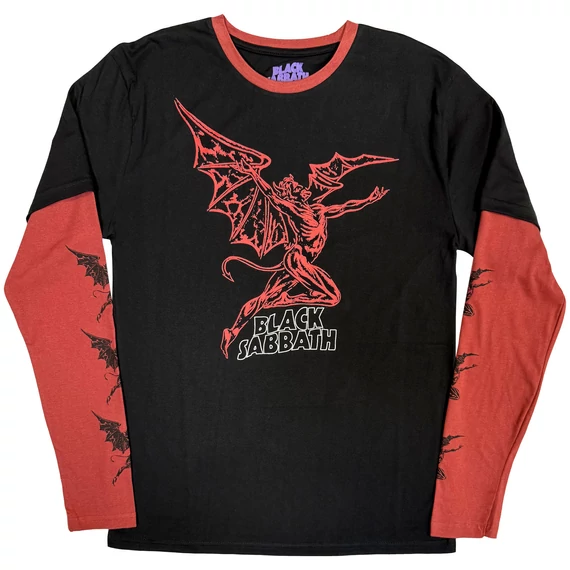 Black Sabbath - Red Henry Wavy Logo - Unisex Réteges Hosszú Ujjú Póló - BSLLST87MBR