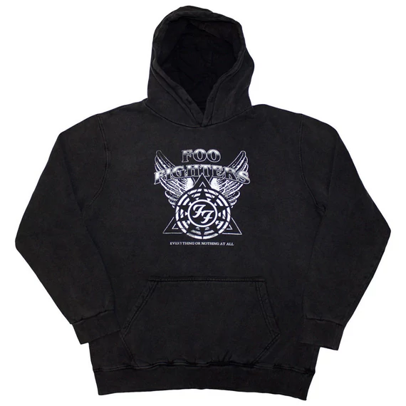 Foo Fighters - Everything Or Nothing At All Logo - Unisex Kőmosott Kapucnis Pulóver - FOOSWHD66MC