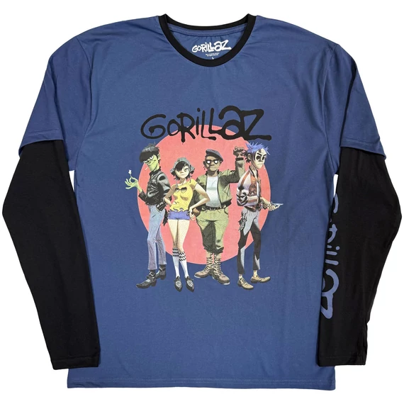 Gorillaz - Group Circle Rise - Unisex Réteges Hosszú Ujjú Póló - GORLLST04MDB