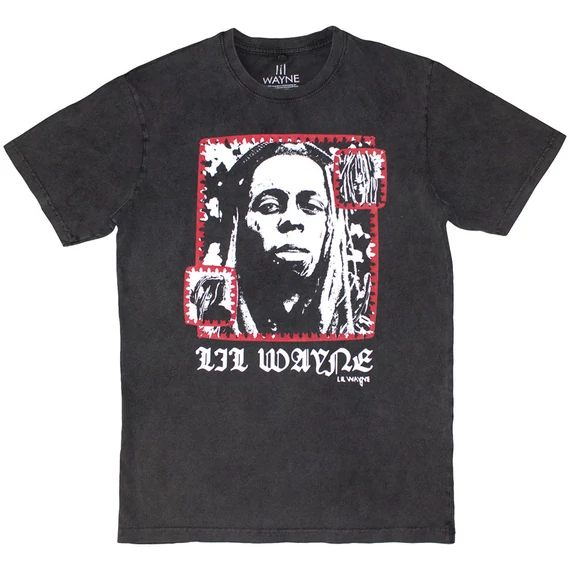 Lil Wayne - Mono Photo - Unisex Kőmosott Póló - LWSTNW09MC